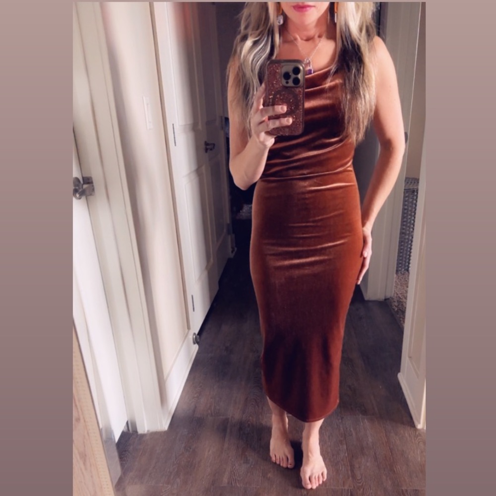 Forever 21 velvet brown midi dress